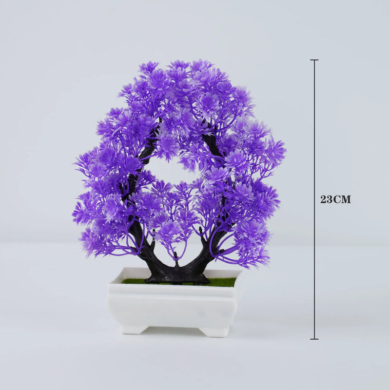 Plantas Artificiais em Vaso - Bonsai Pequeno e Bonito com Flores Falsas, Decoração para Casa, Jardim, Hotel e Ambiente Oficial