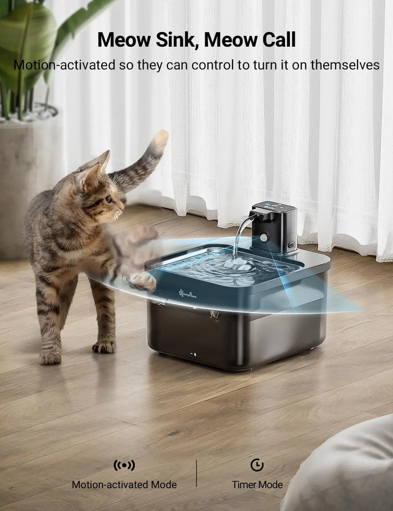 Fonte de Água Automática para Gatos DownyPaws 2,5L com Bateria 4000mAh e Dispensador 2 em 1 com Sensor