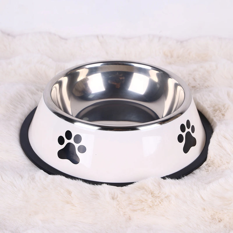 Tigela de Aço Inoxidável para Pets 1PC, Anti-Queda, Multi-Tamanho, para Gatos e Cachorros