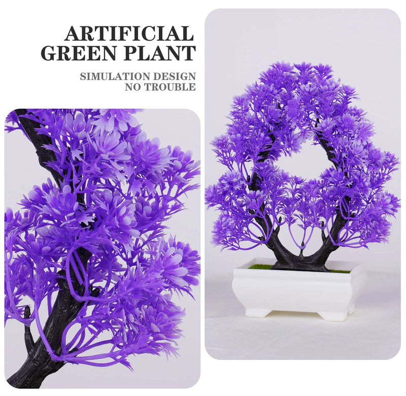 Plantas Artificiais em Vaso - Bonsai Pequeno e Bonito com Flores Falsas, Decoração para Casa, Jardim, Hotel e Ambiente Oficial