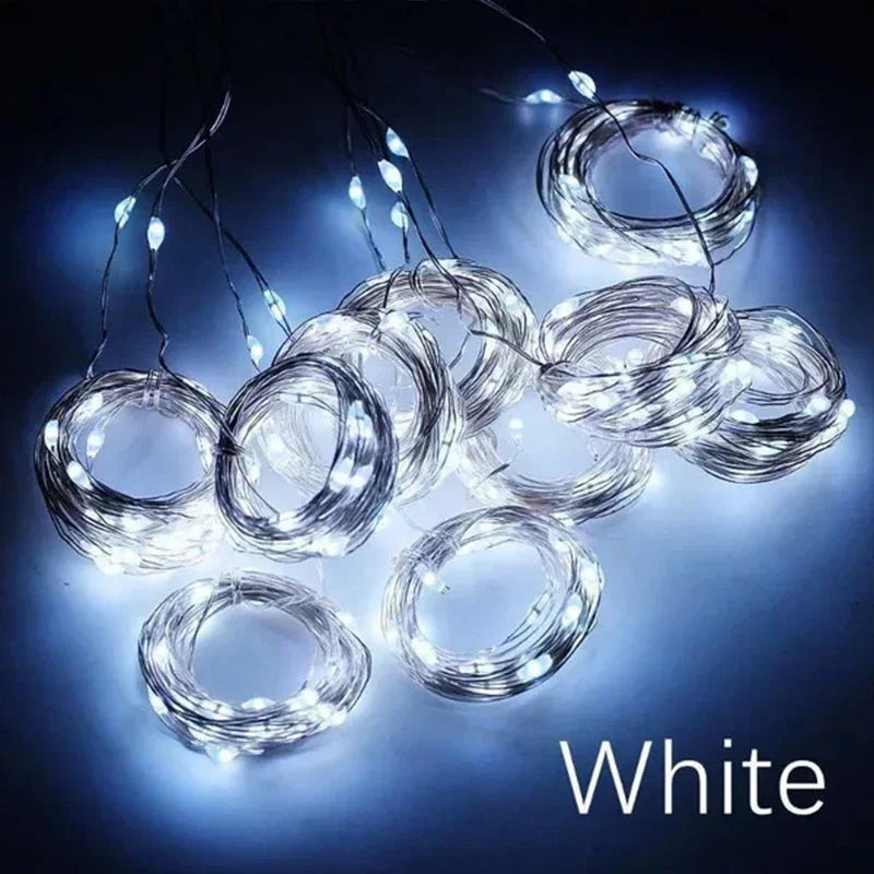 Cortina de Luzes LED 3M com Fios de Fada - Decoração USB com 8 Modos para Casa, Jardim, Natal, Festa de Ano Novo e Casamento